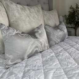 Silver Grey Marble Cushion Cover - 12 X 20 Elegant Accent, Handmade in Uk, Luxury Alexis Pillow - thumbnail 3