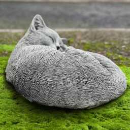 Stone Curled Cat Sculpture Concrete Kitty Figurine Handmade Kitten Garden Statue Pet Memorial Decor Outdoor Cement Yard Art Lover Gift - thumbnail 4