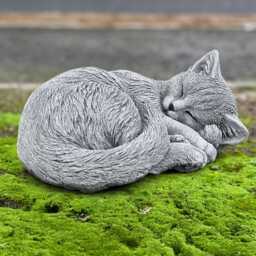 Stone Curled Cat Sculpture Concrete Kitty Figurine Handmade Kitten Garden Statue Pet Memorial Decor Outdoor Cement Yard Art Lover Gift - thumbnail 1