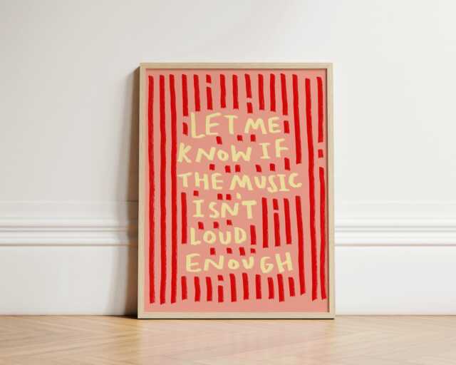Music Loud Enough Print, Wall Art, Kitchen Aesthetic Decor, Gallery Wall, Home Inspo, Quirky Poster, Unframed - image 1