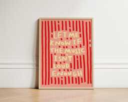 Music Loud Enough Print, Wall Art, Kitchen Aesthetic Decor, Gallery Wall, Home Inspo, Quirky Poster, Unframed - thumbnail 1