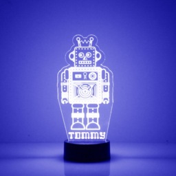 Light Up Robot, Custom Engraved Led Night Light, Personalized Free, 16 Color Options With Remote Control, Kid's Room Robot - thumbnail 2