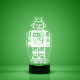 Light Up Robot, Custom Engraved Led Night Light, Personalized Free, 16 Color Options With Remote Control, Kid's Room Robot - thumbnail 3