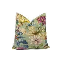 Sanderson - Dahlia & Rosehip Velvets Mulberry/Grey Iconic Bold Sumptuous Floral Designer Cushion Cover Luxury Throw Pillow Handmad - thumbnail 1