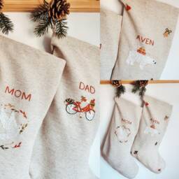 Personalized Christmas Santa Stocking/Custom Name Stocking /Christmas Embroidered Stocking/Fringe Family Christmas - thumbnail 1