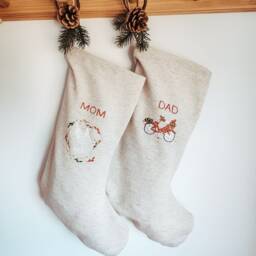 Personalized Christmas Santa Stocking/Custom Name Stocking /Christmas Embroidered Stocking/Fringe Family Christmas - thumbnail 2