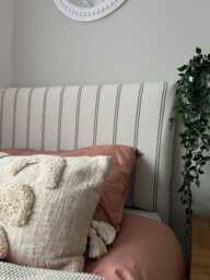 Headboard Cover - Ticking Stripe. Custom Made To Fit Existing Headboard, See Description For Full Details - thumbnail 1