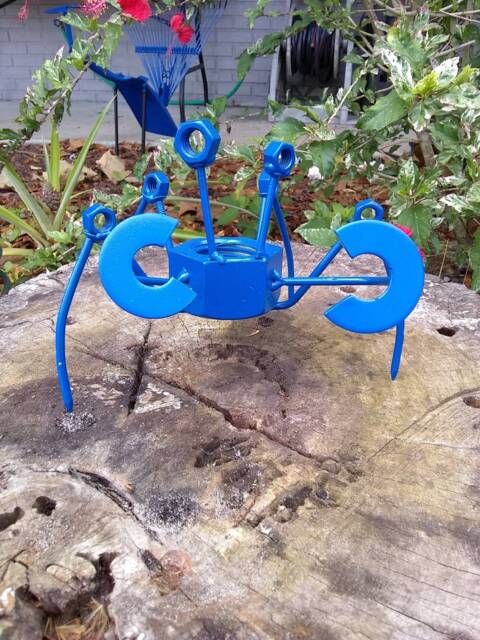 Blue Crab Scrap Metal Recycled Art, Sculpture Figurine - image 1