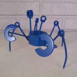 Blue Crab Scrap Metal Recycled Art, Sculpture Figurine - thumbnail 3