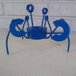 Blue Crab Scrap Metal Recycled Art, Sculpture Figurine - thumbnail 2