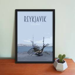 Reykjavik Iceland Art Print - Sun Voyager, Retro Travel Poster - thumbnail 1