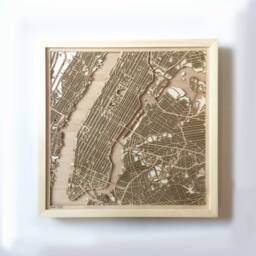 Laser Cut New York Wooden Map - 3D Minimalist Framed Wall Art - thumbnail 1