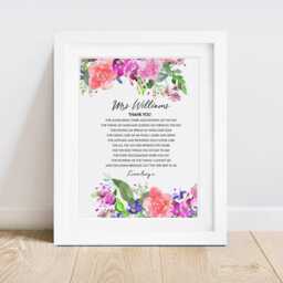 Thank You Teacher Poem Print - Appreciation Gift For Childcare Providers Teaching Keepsake From Pupil - thumbnail 2
