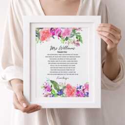Thank You Teacher Poem Print - Appreciation Gift For Childcare Providers Teaching Keepsake From Pupil - thumbnail 3
