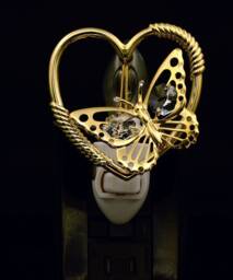 24K Gold Plated Butterfly in Heart Handcrafted Luxury Night Light Decorated Swarovski Crystals Bedroom Bathroom Kids Room Gift Premium Decor