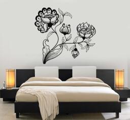 Wall Decal Flower Floral For Bedroom Vinyl Sticker Mural Art 1441Dz - thumbnail 1