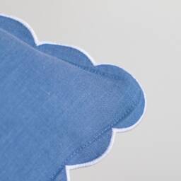 Blue Linen Pillow Cover - White Scallop Edge, Coastal Farmhouse Decor - thumbnail 3