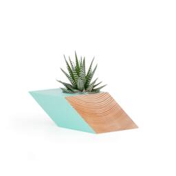 Geometric Douglas Fir Planter, Modern Succulent Candle Holder - thumbnail 2