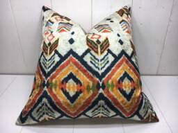 Silk Ikat Pillow Cover - 24x24 Handwoven Cushion - thumbnail 1