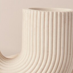 White Concrete U-Shaped Vase Modern Dried Flower Vase - thumbnail 3