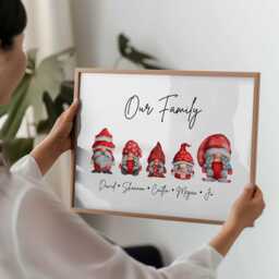 Personalised Framed Gonks Family Print, Gift, Home Decor Gifts, Gnome Christmas Gift - thumbnail 1