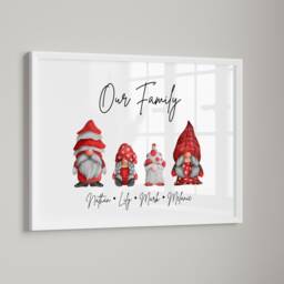 Personalised Framed Gonks Family Print, Gift, Home Decor Gifts, Gnome Christmas Gift - thumbnail 2