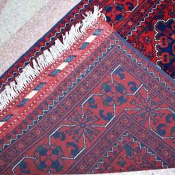 3??23 Ft Extra Long Runner Rug, Red & Blue Handmade Afghan Wool Rug - thumbnail 4