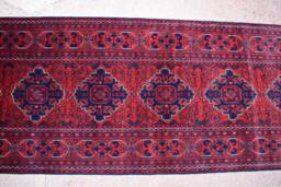 3??23 Ft Extra Long Runner Rug, Red & Blue Handmade Afghan Wool Rug - thumbnail 1