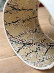 Luxury Lampshade Using Beautiful Japanese Chirugami - Yuzen Paper Cream Linen Exterior, Gold Blossom Interior - thumbnail 1