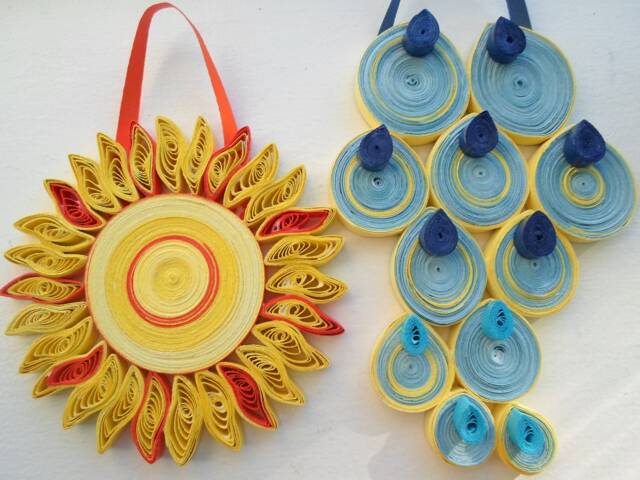 Quilled Sun & Raindrop Wall Hanging Kids Room Decor - image 1