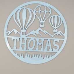 Personalised Hot Air Balloon Boys Bedroom Decor, Nursery Decor Name, Door Or Wall Hanger in Acrylic Wood - thumbnail 4