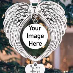 Photo Memorial Christmas Tree Charm Personalised Image Decoration - Angel Wings Ornament in Loving Memory Gift - thumbnail 2