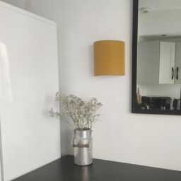 Semi-Circle Wall Light Design Plain Fabric Pale Yellow Bright Chick Mustard Made in France - thumbnail 3
