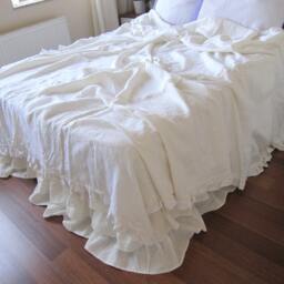 Shabby Chic Ruffle Bedspread Bedding-Coverlet Summer Blanket Bed Cover Solid White Ivory Pink Lace Linen Throw Twin Queen King Nurdanceyiz - thumbnail 2
