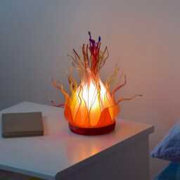 Table Lamp Flame-Shaped Orange Red Yellow in Resin - thumbnail 4