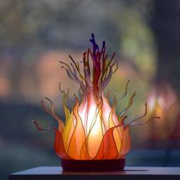 Table Lamp Flame-Shaped Orange Red Yellow in Resin - thumbnail 2