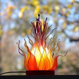 Table Lamp Flame-Shaped Orange Red Yellow in Resin - thumbnail 3