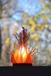 Table Lamp Flame-Shaped Orange Red Yellow in Resin - thumbnail 1