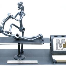 Personalized Chiropractor Welded Scrap Metal Art Business Card Holder , Recycled Nuts & Bolts Sculpture, Steampunk - thumbnail 3
