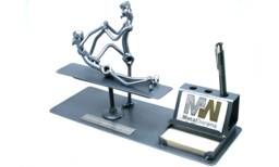 Personalized Chiropractor Welded Scrap Metal Art Business Card Holder , Recycled Nuts & Bolts Sculpture, Steampunk - thumbnail 1