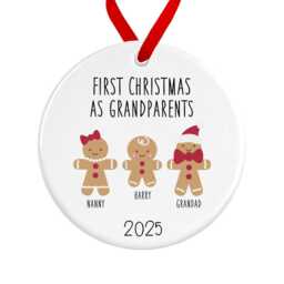 First Christmas As Grandparents Bauble - Ceramic Gingerbread Family Ornament Decoration Personalised Names - thumbnail 2