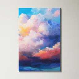 Cloud Oil Painting Triptych, Vibrant Canvas Wall Art, Nature Decor For Living Room, 3-Piece Set, Home - thumbnail 4
