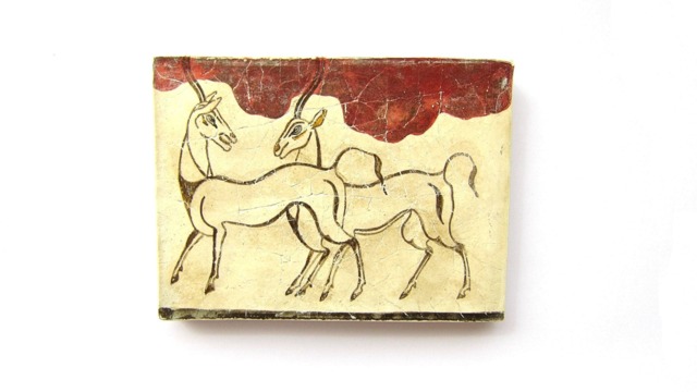 Minoan Antelopes Fresco Painting From Akrotiri Santorini , Museum Copy For Gift Her - image 1