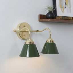 Stilnovo Style Brass Wall Sconce, Mid Century Modern Two Light Bedside Lamp - thumbnail 1