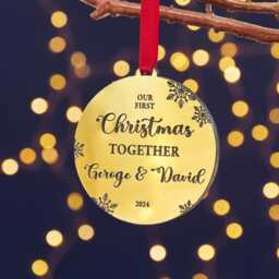 First Christmas Together Married Or Cohabiting Gold Or Silver Tree Decoration - Stocking Filler Decoration For Couple - thumbnail 4