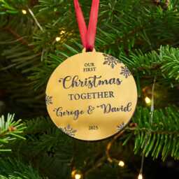 First Christmas Together Married Or Cohabiting Gold Or Silver Tree Decoration - Stocking Filler Decoration For Couple - thumbnail 2