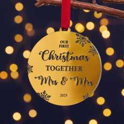 First Christmas Together Married Or Cohabiting Gold Or Silver Tree Decoration - Stocking Filler Decoration For Couple - thumbnail 3