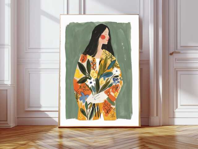 Abstract People Art - Mid Century Art, Modern Wall Minimalist Print, Living Room Female Figure - image 1