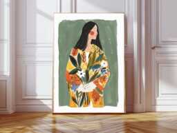 Abstract People Art - Mid Century Art, Modern Wall Minimalist Print, Living Room Female Figure - thumbnail 1