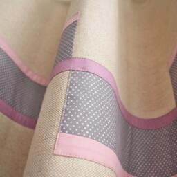 Girl Pink Purple Curtain Panels, Modern Funky Linen Window Drapes, Custom Made Colour Block Nursery Curtains, Eyelet Feminine Curtains - thumbnail 2